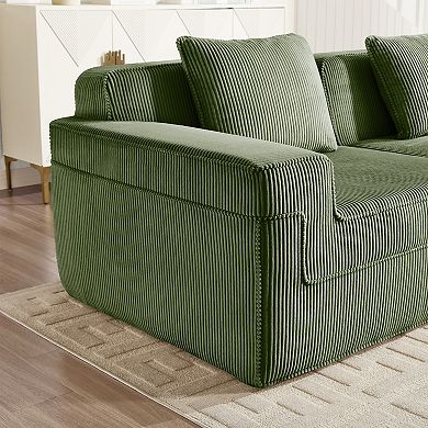 Modular 3 Seat Boneless Sofa, Corduroy Fabric, Spacious for Living Room Bedroom, No Assembly Needed