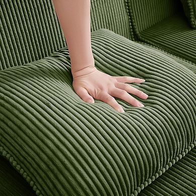Modular 3 Seat Boneless Sofa, Corduroy Fabric, Spacious for Living Room Bedroom, No Assembly Needed