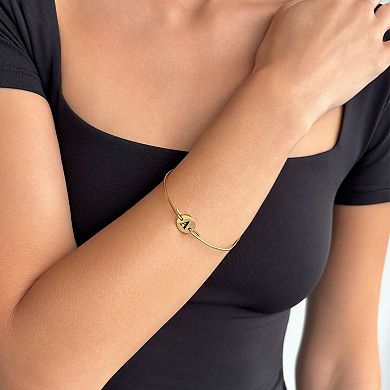 Adornia Tarnish Resistant 18k Gold Flash Plated Engraved Initial Disc Cuff Bracelet