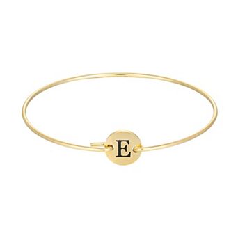 Adornia Tarnish Resistant 18k Gold Flash Plated Engraved Initial Disc Cuff Bracelet