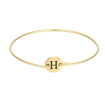 Adornia Tarnish Resistant 18k Gold Flash Plated Engraved Initial Disc Cuff Bracelet