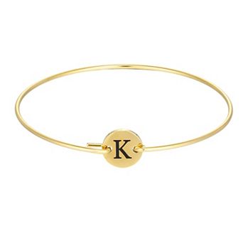 Adornia Tarnish Resistant 18k Gold Flash Plated Engraved Initial Disc Cuff Bracelet