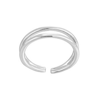 Adornia Silver Tone Adjustable Double Line Toe Ring