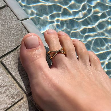 Adornia 14k Gold Flash Plated Criss Cross X Adjustable Toe Ring