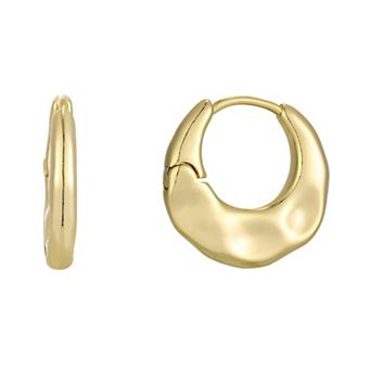 Adornia 14k Gold Flash Plated Hammered Purse Hoop Earrings