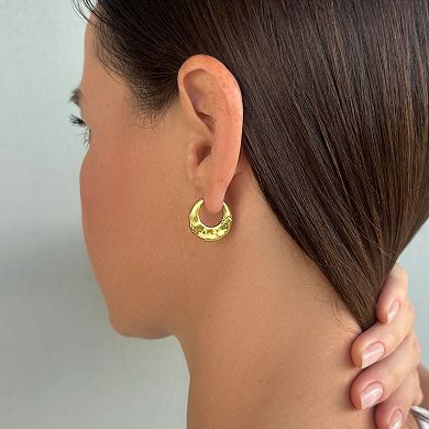 Adornia 14k Gold Flash Plated Hammered Purse Hoop Earrings
