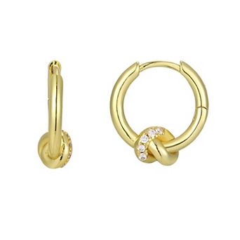 Adornia 14k Gold Flash Plated Cubic Zirconia Knot Hoop Earrings