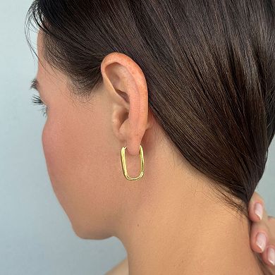 Adornia 14k Gold Flash Plated Laperouse Rectangle Hoop Earrings