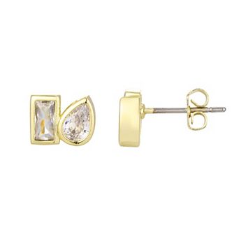 Adornia 14k Gold Flash Plated Cubic Zirconia Opera Earrings