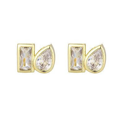 Adornia 14k Gold Flash Plated Cubic Zirconia Opera Earrings