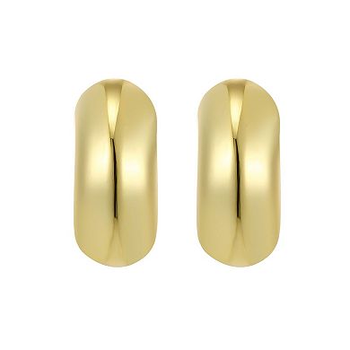Adornia 14k Gold Flash Plated Chubby Hoop & Magnetic Ball Back Earrings