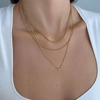 Adornia Tarnish Resistant 18k Gold Flash Plated 3-Piece Connected Necklaces Set