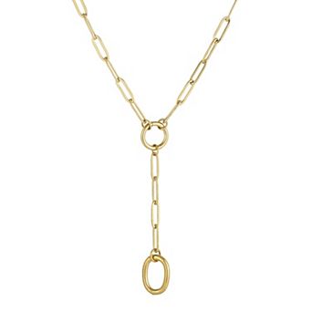 Adornia Tarnish Resistant 18k Gold Flash Plated Paperclip Chain Y-Necklace