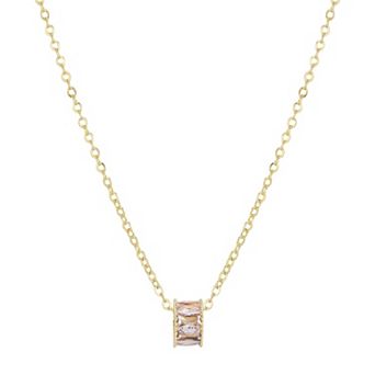 Adornia 14k Gold Flash Plated Cubic Zirconia Bead Charm Pendant Necklace