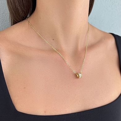 Adornia 14k Gold Flash Plated Cubic Zirconia Bead Charm Pendant Necklace