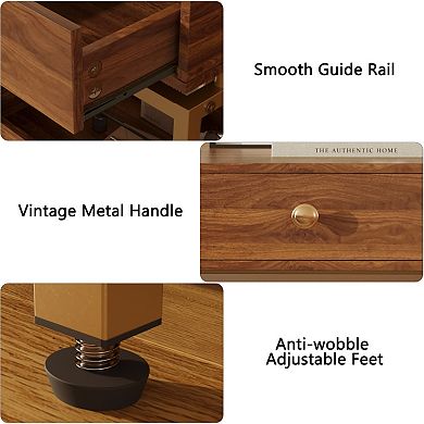 39.4" Modern Coffee Table with 2 Drawers & Open Shelf, for Living Room Apartment