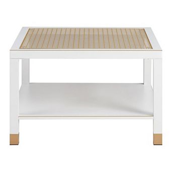 27.6" Coffee Table - Matte Steel Frame & Gold Mesh Glass Top for Living Room & Apartment