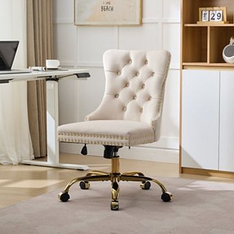 Velvet Tufted Office Chair, Comfort Cushion and Swivel Adjustable Chair for Home Office Bedroom