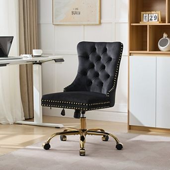 Velvet Tufted Office Chair, Comfort Cushion and Swivel Adjustable Chair for Home Office Bedroom