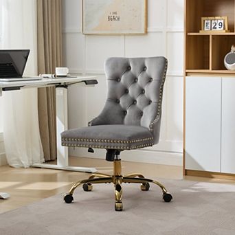 Velvet Tufted Office Chair, Comfort Cushion and Swivel Adjustable Chair for Home Office Bedroom
