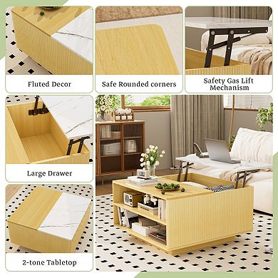 Lift Top Coffee Table with Storage, 31.5" Square for Living Room, Small Space