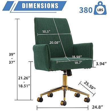 Mid-Back Ergonomic Liftable Office Chair, Memory Foam Cushion for Home Office Study