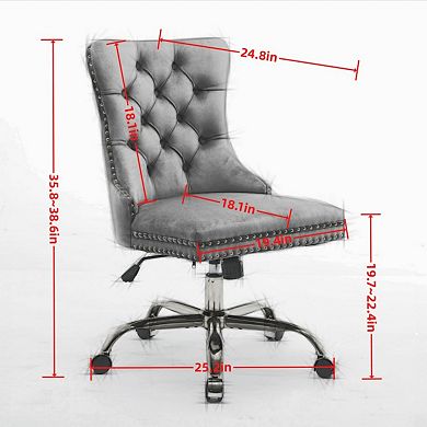 Modern Chenille Tufted Office Chair, Adjustable Swivel Desk Chair for Home Office Bedroom Study