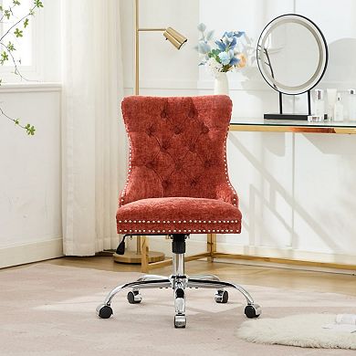 Modern Chenille Tufted Office Chair, Adjustable Swivel Desk Chair for Home Office Bedroom Study