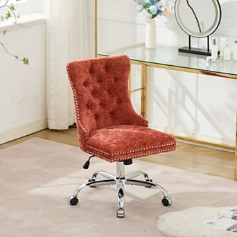 Modern Chenille Tufted Office Chair, Adjustable Swivel Desk Chair for Home Office Bedroom Study