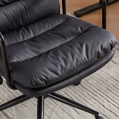 Ergonomic PU Leather Office Chair,Height Adjustable & 360° Swivel for Office,Study Bedroom