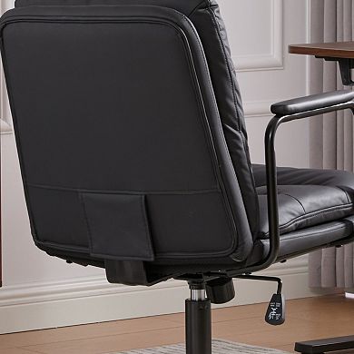 Ergonomic PU Leather Office Chair,Height Adjustable & 360° Swivel for Office,Study Bedroom