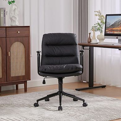 Ergonomic PU Leather Office Chair,Height Adjustable & 360° Swivel for Office,Study Bedroom