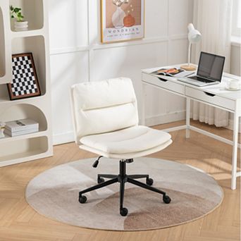 Height Adjustable Criss-Cross Chair, 360° Swivel Wide Seat PU Leather with Wheels,for Bedroom Office
