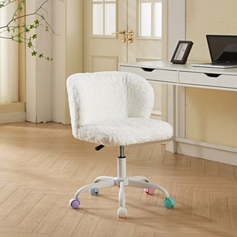 Adjustable Swivel Desk Chair - Ergonomic Vanity Chair,with Stable Metal Base for Bedroom Office