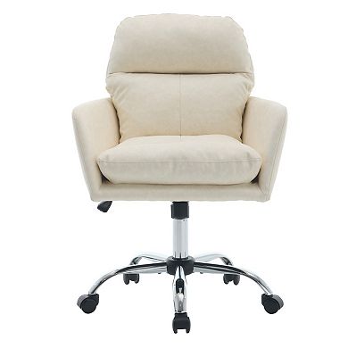 PU Leather Office Chair, with Height Adjustable, Ergonomic, Stain-Resistant for Office, Bedroom
