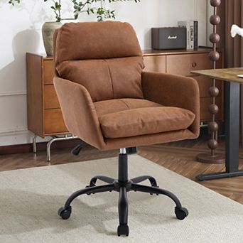 PU Leather Office Chair, with Height Adjustable, Ergonomic, Stain-Resistant for Office, Bedroom