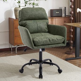 PU Leather Office Chair, with Height Adjustable, Ergonomic, Stain-Resistant for Office, Bedroom
