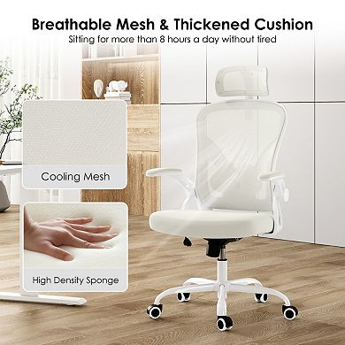 Ergonomic Office Chair with Adjustable Lumbar & Headrest, Mesh Desk Chair for Office, Study