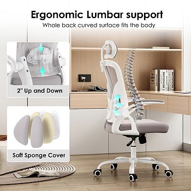 Ergonomic Office Chair with Adjustable Lumbar & Headrest, Mesh Desk Chair for Office, Study