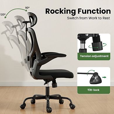 Ergonomic Office Chair with Adjustable Lumbar Support & Headrest, Mesh Desk Chair for Office Study