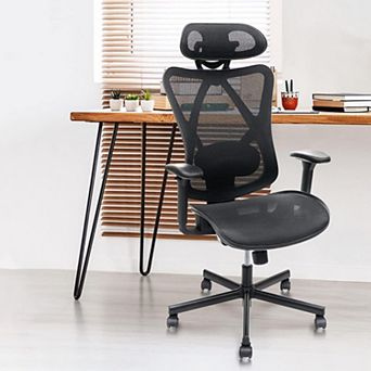 Ergonomic Mesh Office Chair with Adjustable Lumbar Support, Headrest & Armrest, for Home, Office