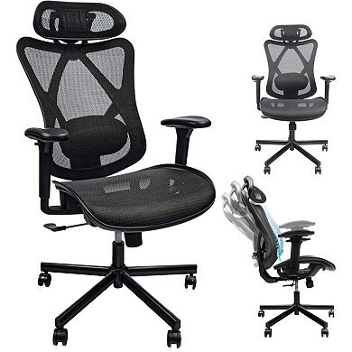 Ergonomic Mesh Office Chair with Adjustable Lumbar Support, Headrest & Armrest, for Home, Office