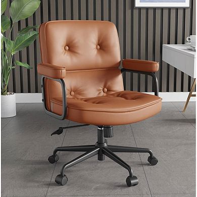 Ergonomic Office Chair, 350lbs Heavy Metal Base,Adjustable Height/Armrest,PU Leather for Home/Office