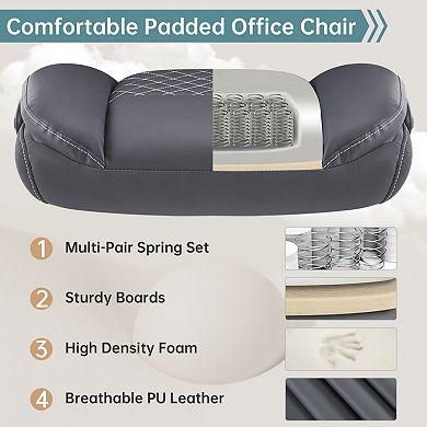 PU Leather Ergonomic Office Chair with Lumbar Support,Flip-Up Armrests,Pocket Spring Seat for Office