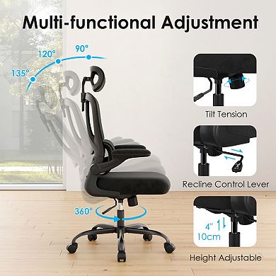 Ergonomic Office Chair with Lumbar Support & Headrest,High Back Swivel Desk Chair for Office,Bedroom