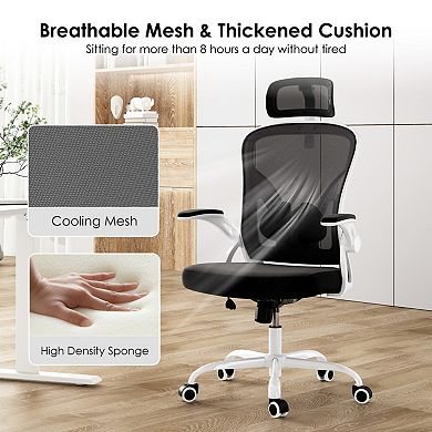 Ergonomic Office Chair with Adjustable Lumbar & Headrest, Mesh Desk Chair for Office, Study