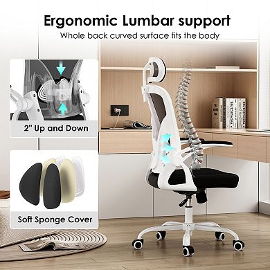 Ergonomic Office Chair with Adjustable Lumbar & Headrest, Mesh Desk Chair for Office, Study