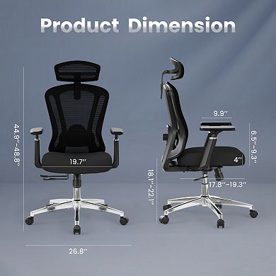 Ergonomic Desk Chair, Mesh Computer Chair with 3D Armrest Adjustable Headrest for Office Study