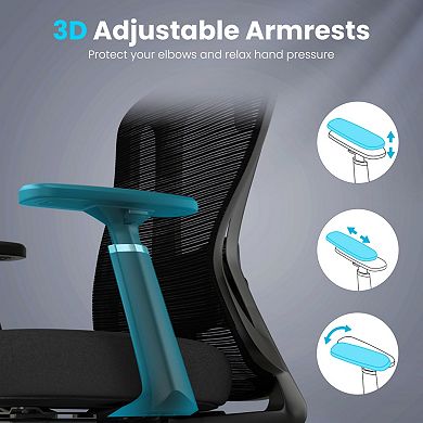 Ergonomic Desk Chair, Mesh Computer Chair with 3D Armrest Adjustable Headrest for Office Study