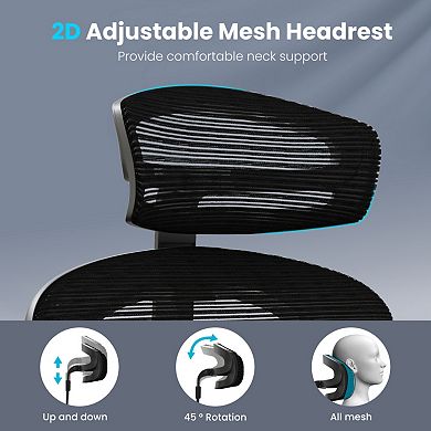 Ergonomic Desk Chair, Mesh Computer Chair with 3D Armrest Adjustable Headrest for Office Study